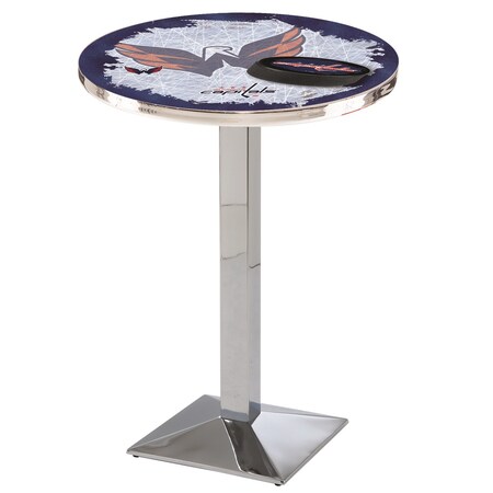 Holland Bar Stool Co 36" Chrome Washington Capitals Pub Table, 28" dia. Top L217C3628WshCap-D2